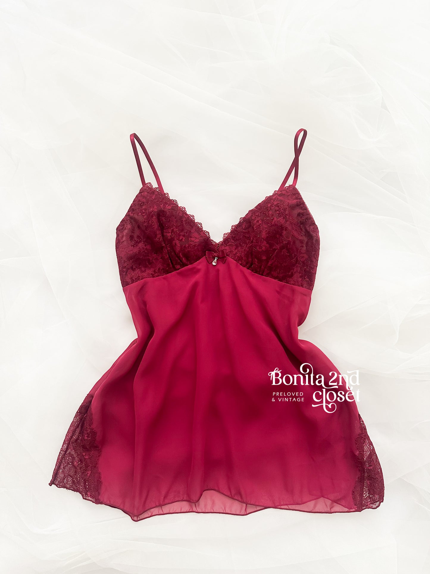 Burgundy Lace Chiffon Babydoll