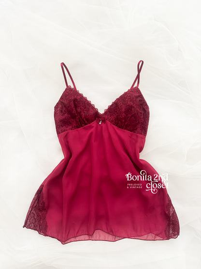Burgundy Lace Chiffon Babydoll