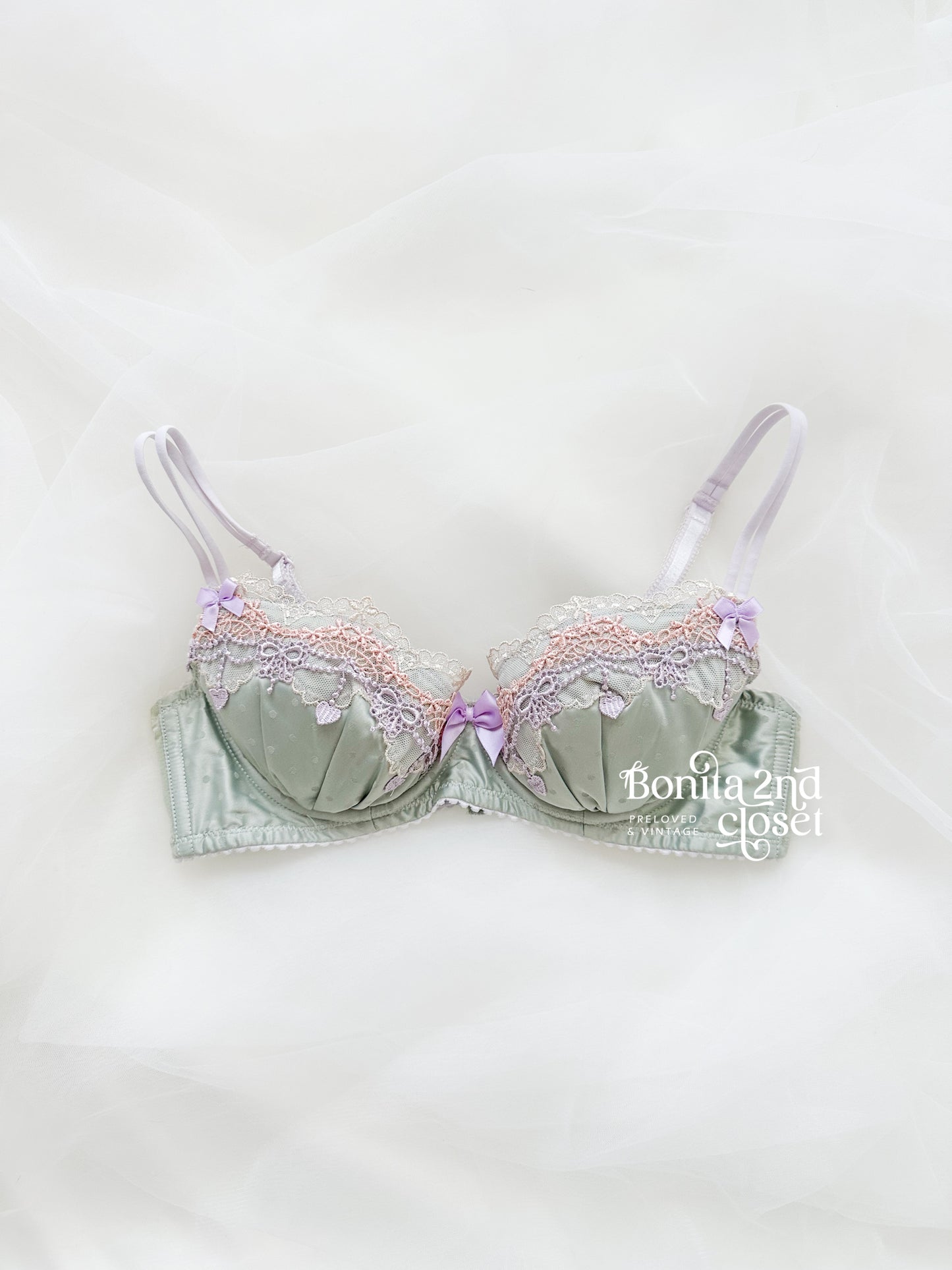 Mint Embroidery Bra 32A - 34AA
