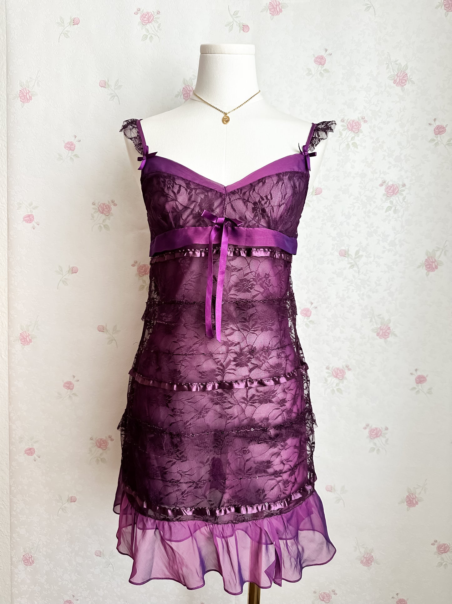 Whimsical Floral Lace Slipdress