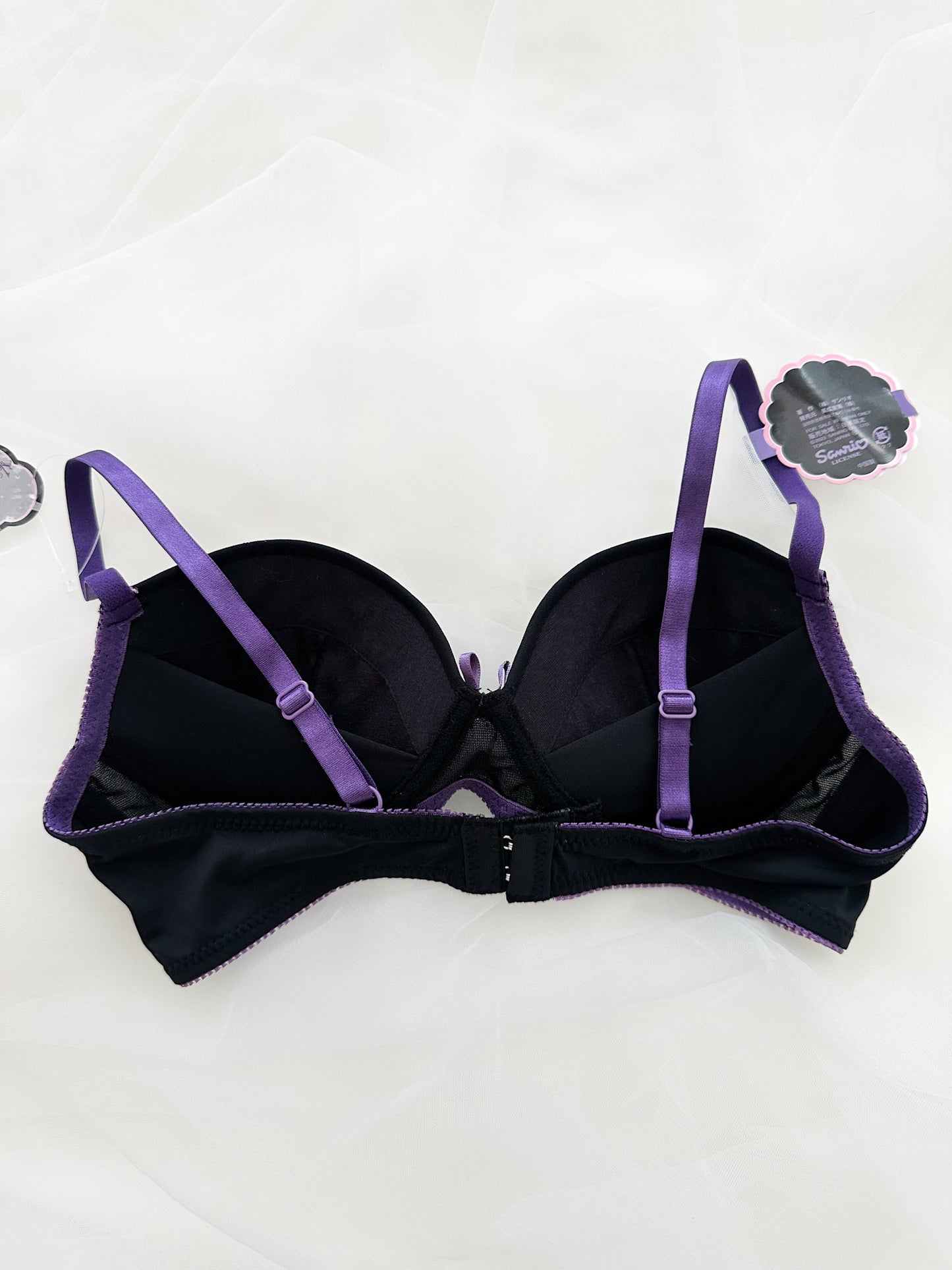 Kuromi Embroidery Lace Bra Set