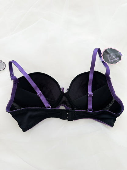 Kuromi Embroidery Lace Bra Set