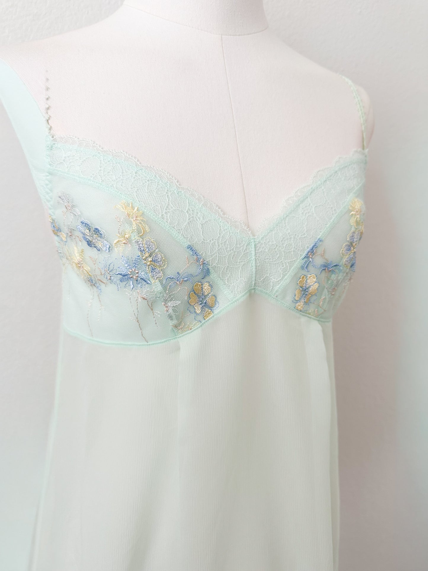 Mint Floral Embroidery Camisole