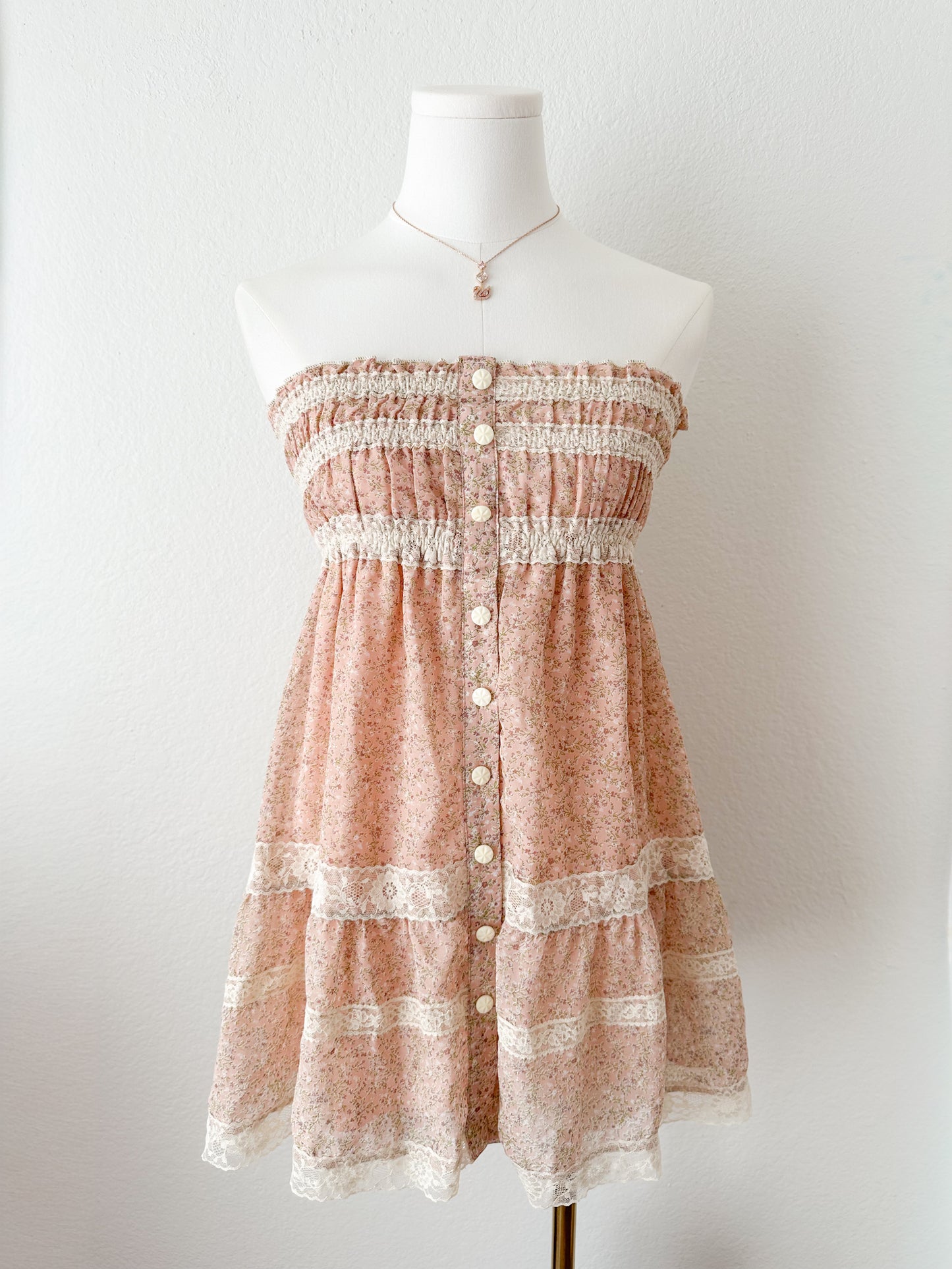 Floral Lace Trim Babydoll Dress