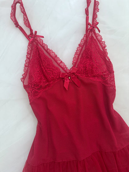 Eblin Rouge Lace Ruffle Slip