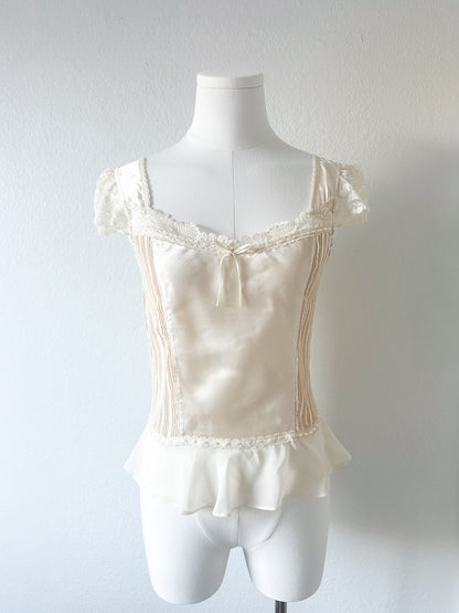 Vintage Irovy Pearl Satin Top