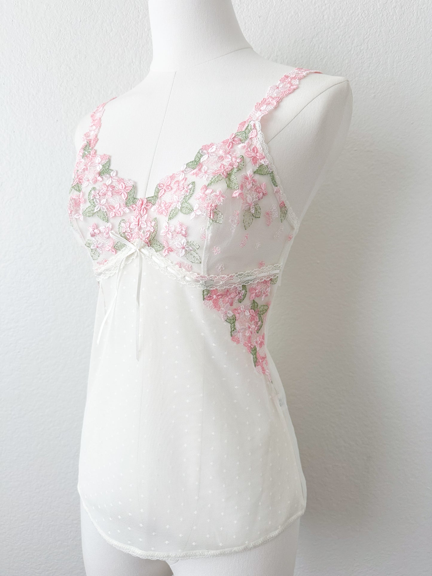 Blush Floral Mesh Camisole Set