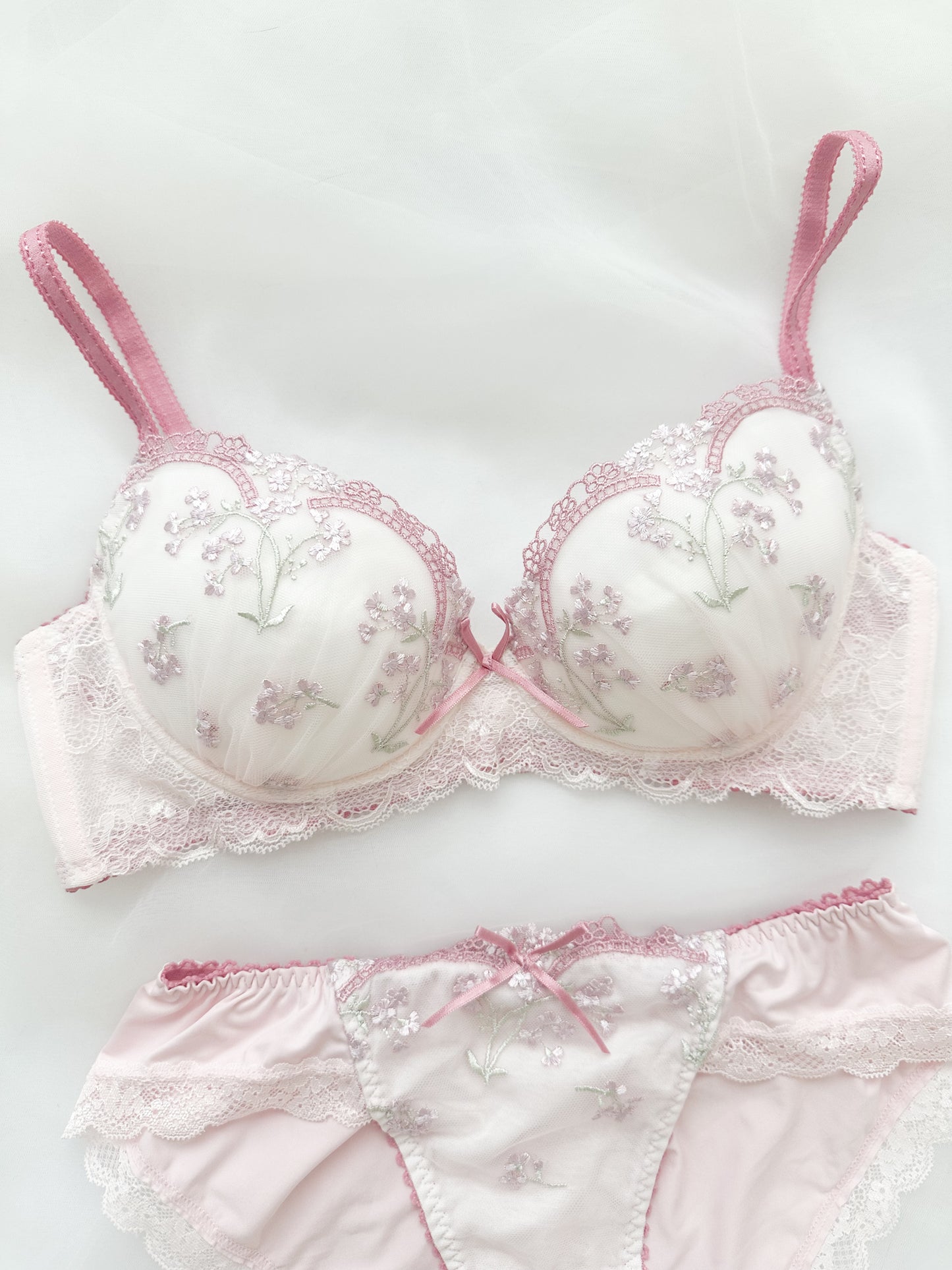 Pink Floral Bra Set