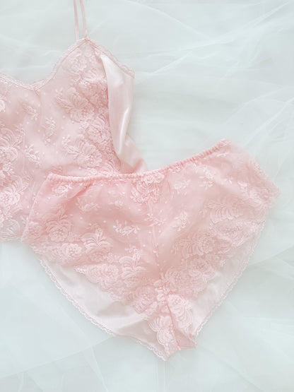 Vintage Pink Floral Lace Set
