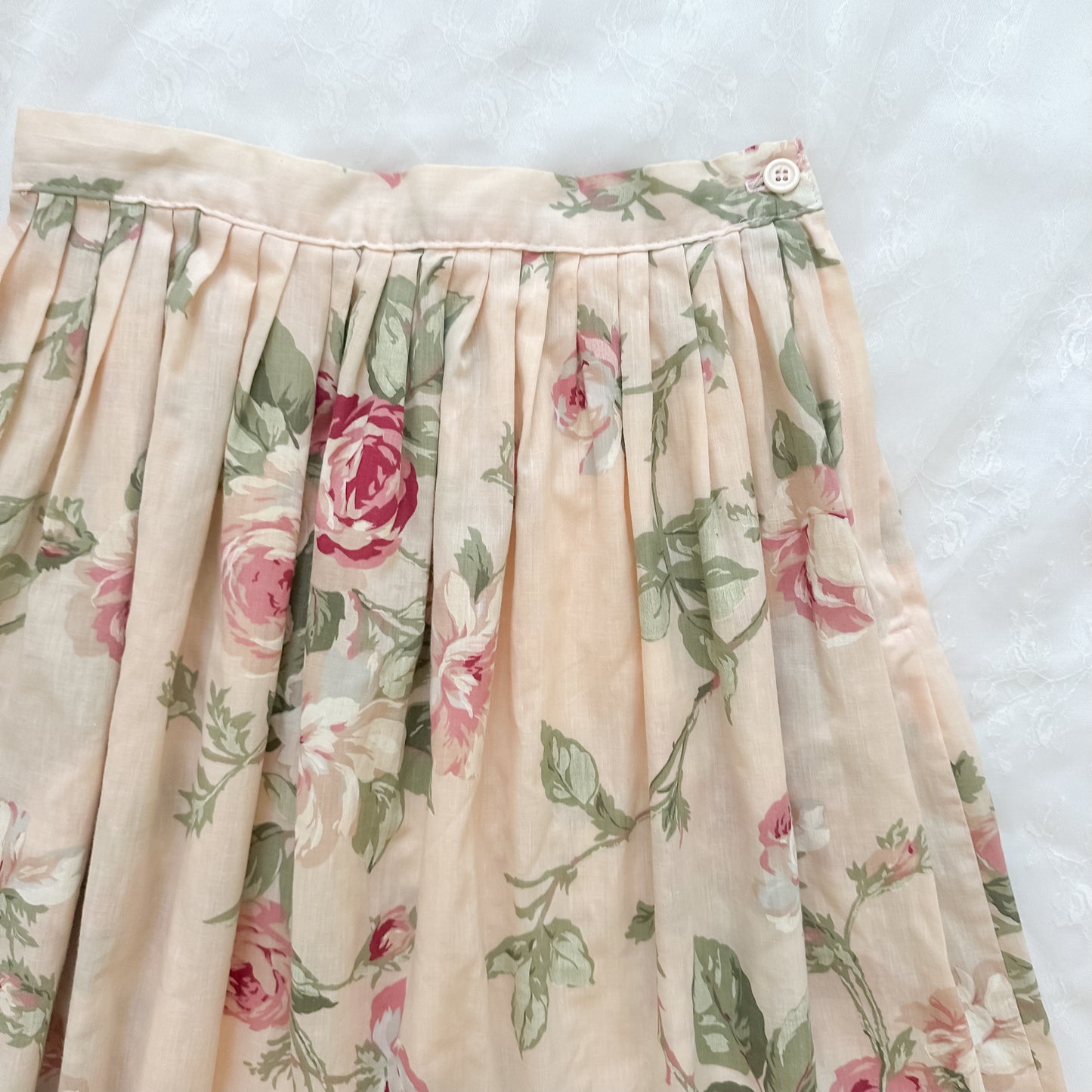 Vintage Cottage Floral Midi Skirt