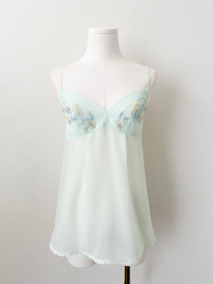 Mint Floral Embroidery Camisole