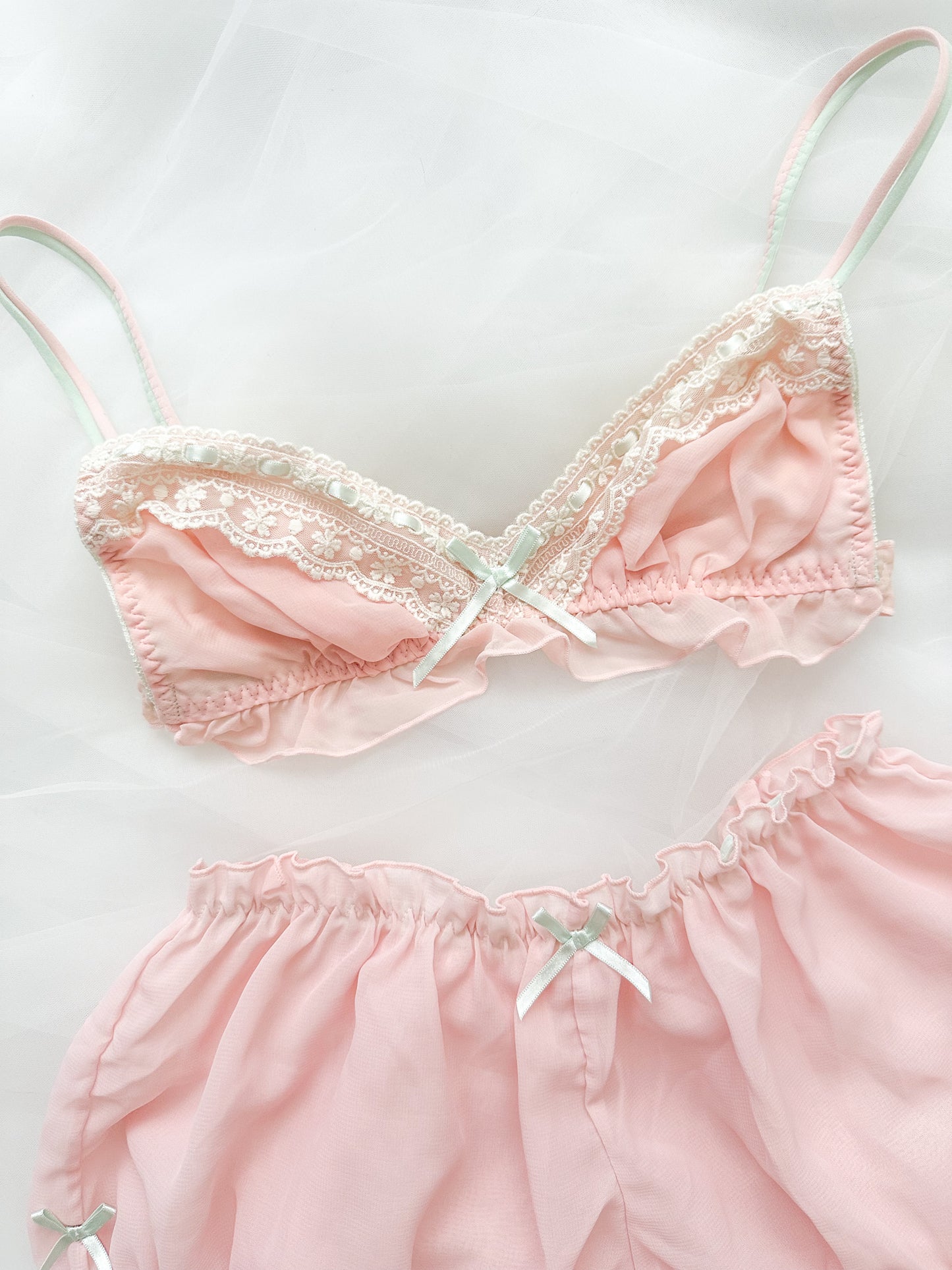 Blush Petal Ribbon Lounge Set
