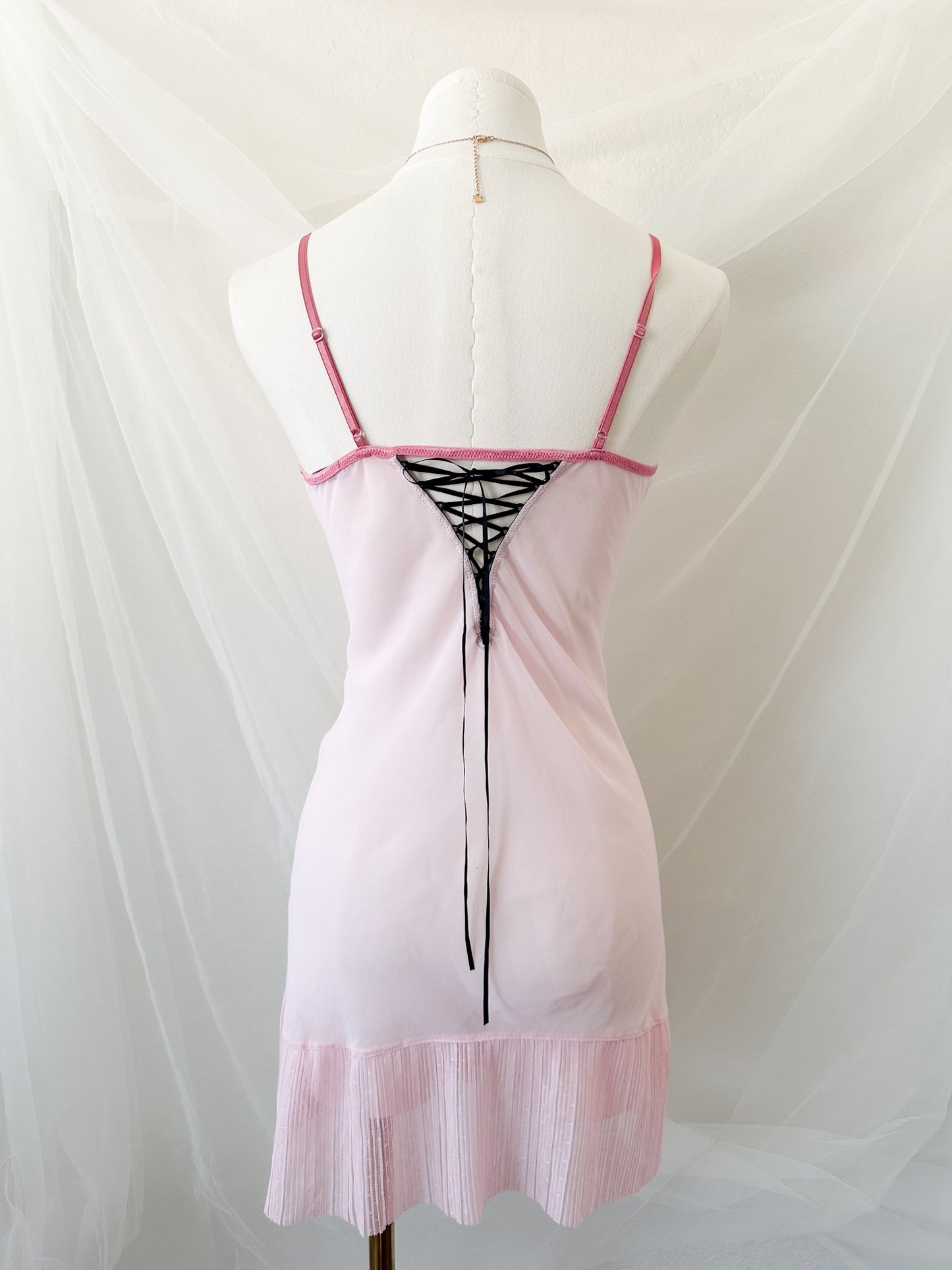 Rose Blush Black Lace Slipdress