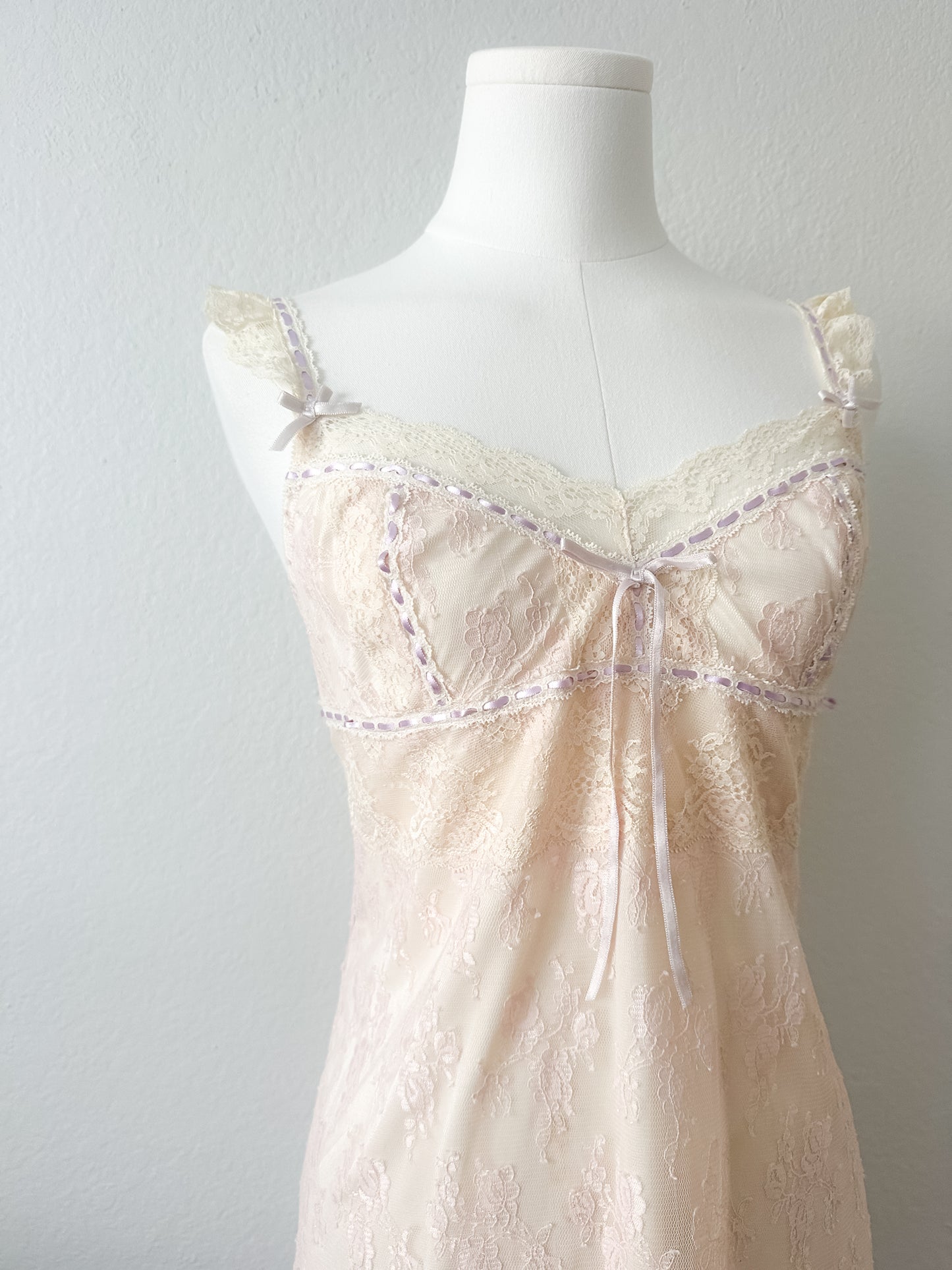 Lilac Floral Cream Lace Slipdress