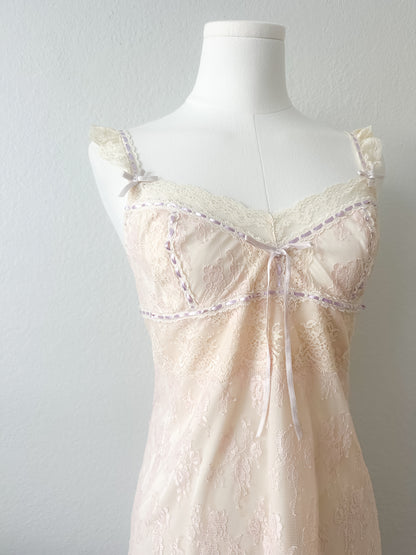 Lilac Floral Cream Lace Slipdress