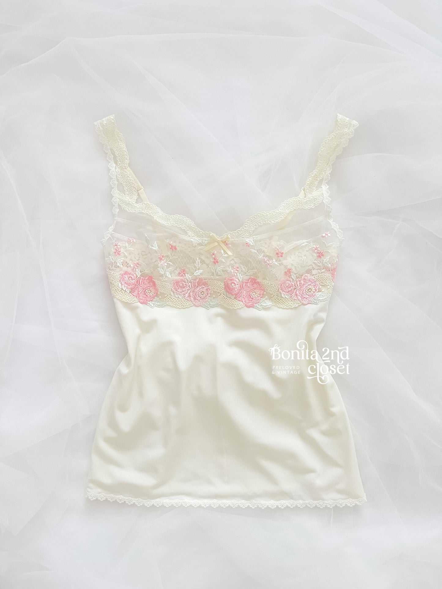 Rosy Lace Cream Camisole