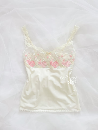 Rosy Lace Cream Camisole