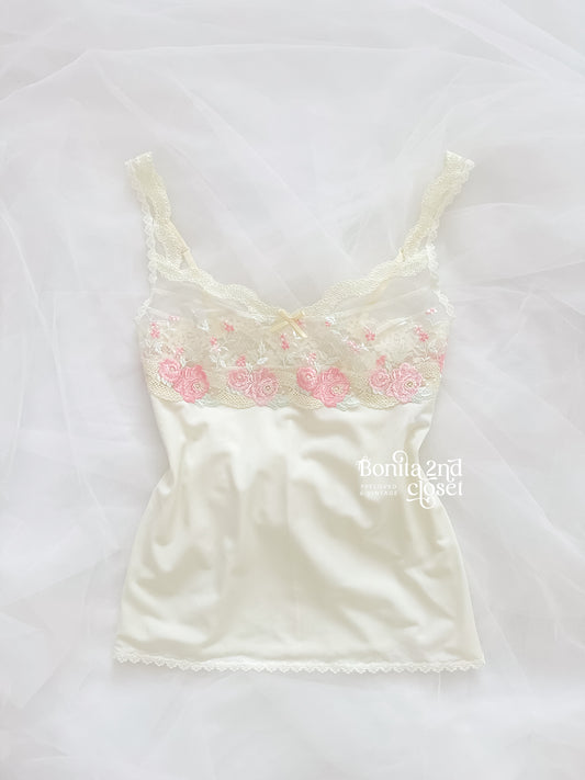 Rosy Lace Cream Camisole