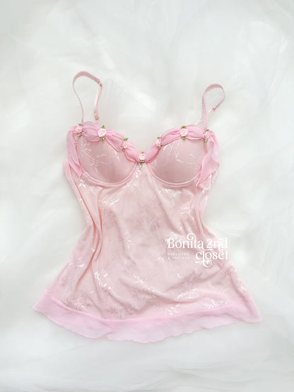 Vintage Pink Rose Fairy Mesh Top