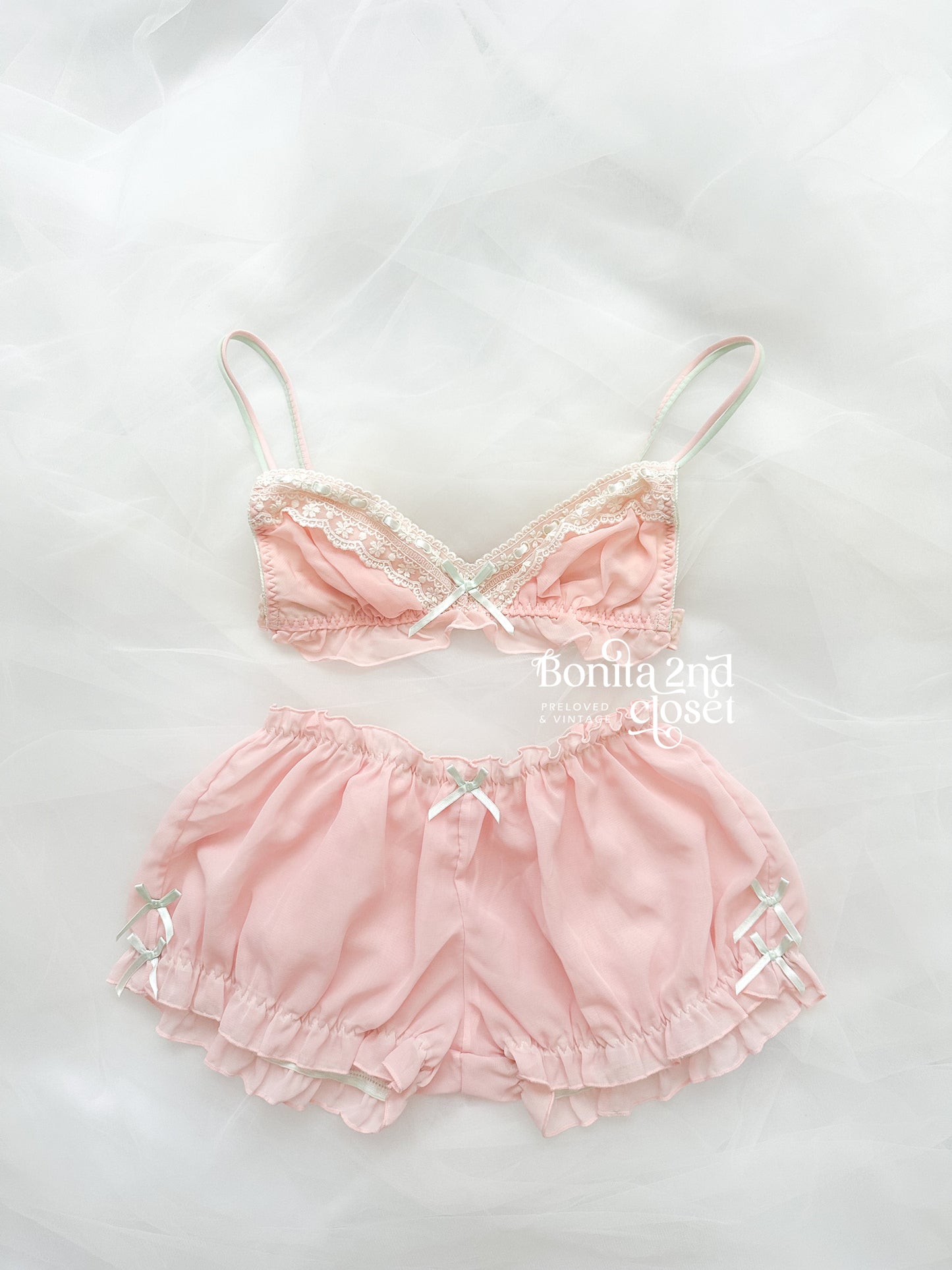 Blush Petal Ribbon Lounge Set