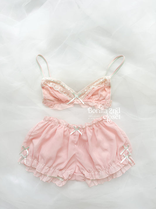 Blush Petal Ribbon Lounge Set