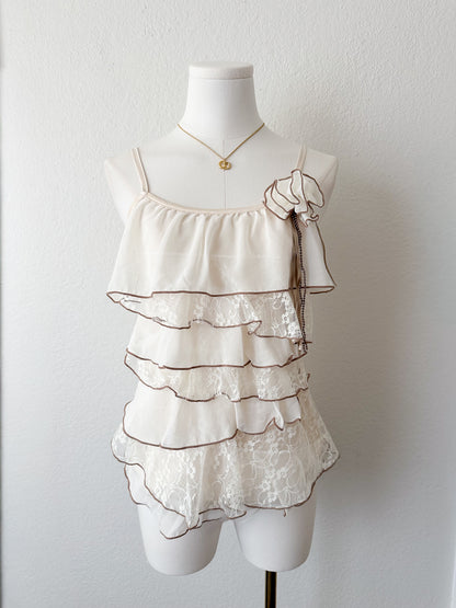Mocha Cream Ruffle Cami