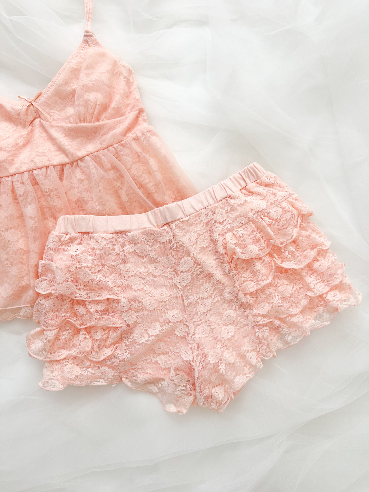 Rosette Ruffle Lace Lounge Set