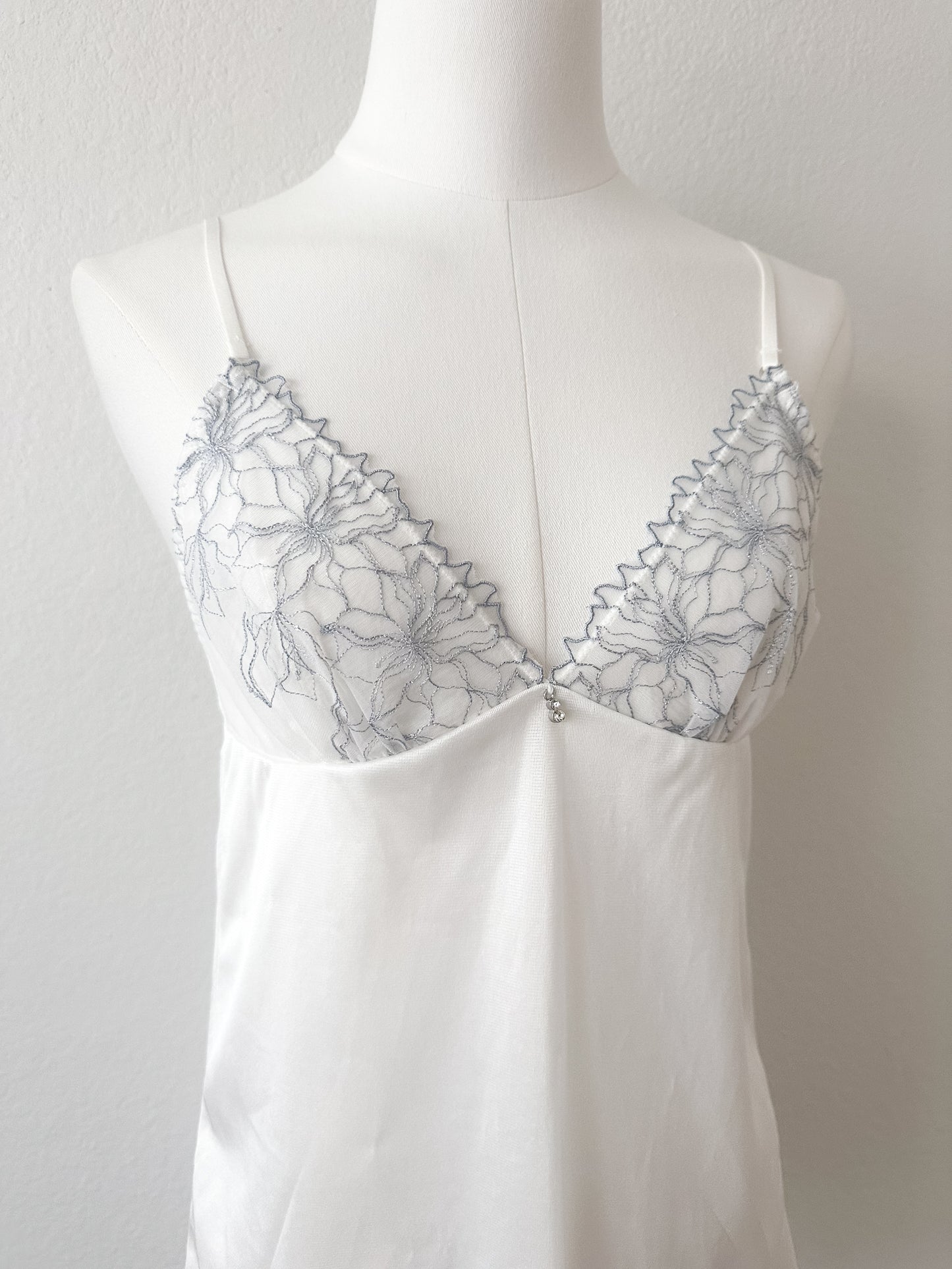 Silver Floral Lace Slipdress