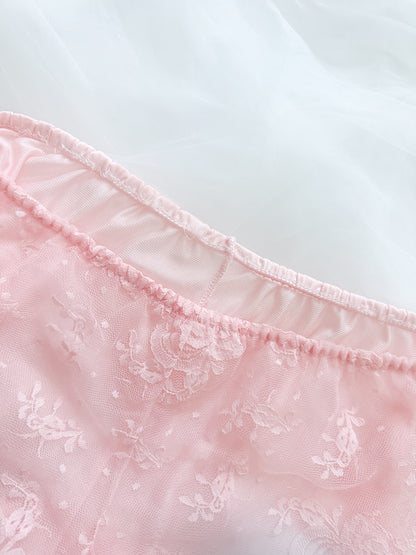 Vintage Pink Floral Lace Set