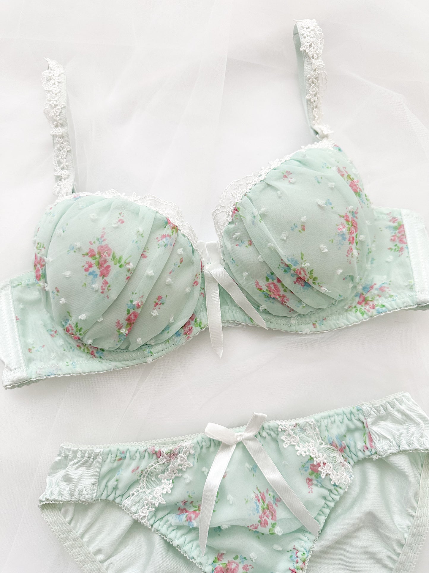 Mint Blossom Bra Set 34A