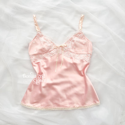 Pink satin rosebud camisole