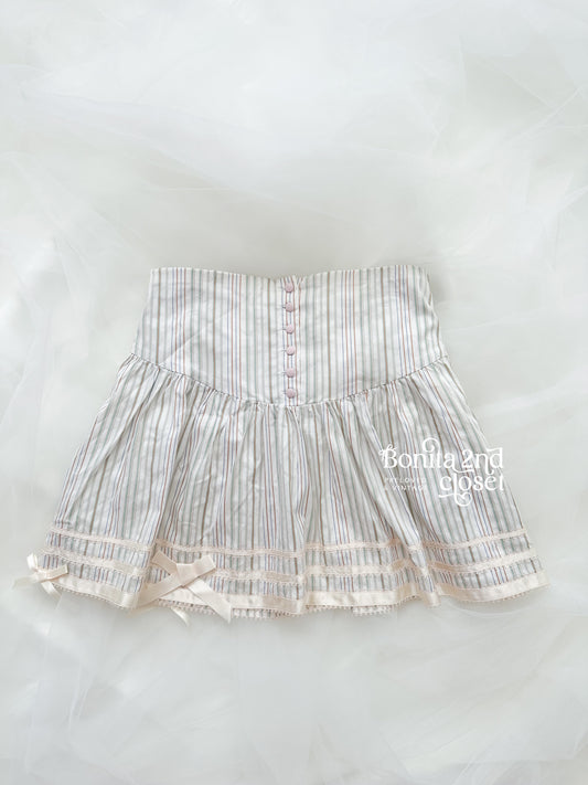 Cottage Ribbons Green Stripe Skirt