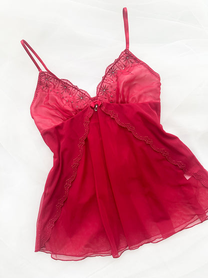 Red Beaded Lace Camisole