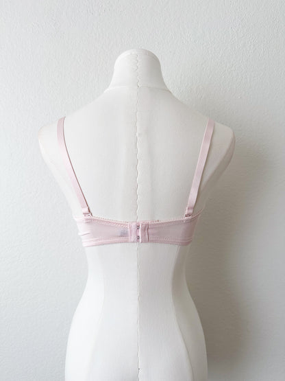 Pink Embroidery Floral Bra 32C