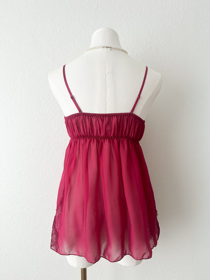 Burgundy Lace Chiffon Babydoll