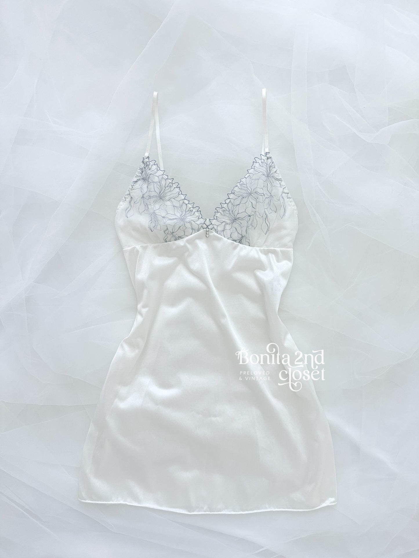 Silver Floral Lace Slipdress