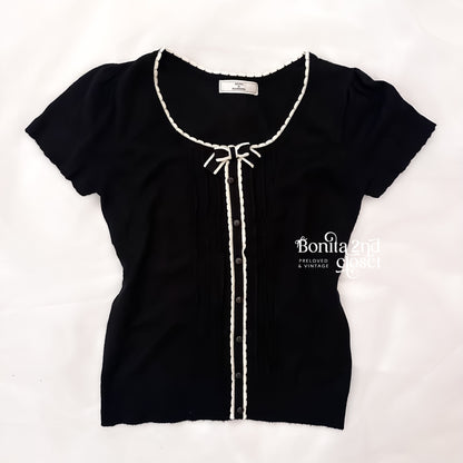 Japanese Black n White Bow Top