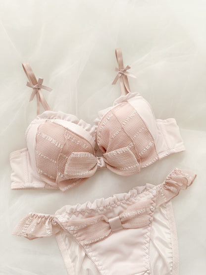 Blush Ribbon Bra Set