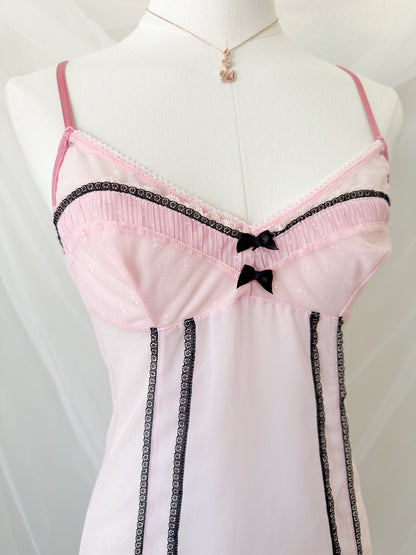 Rose Blush Black Lace Slipdress