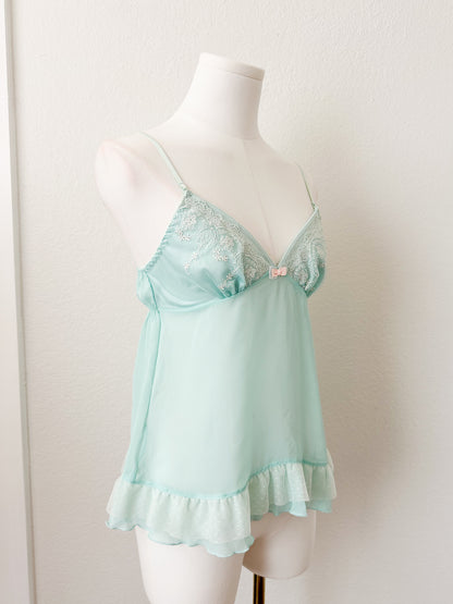 Teal Floral Ruffle Camisole