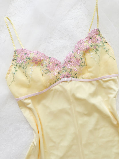 Lemon Floral Embroidery Camisole