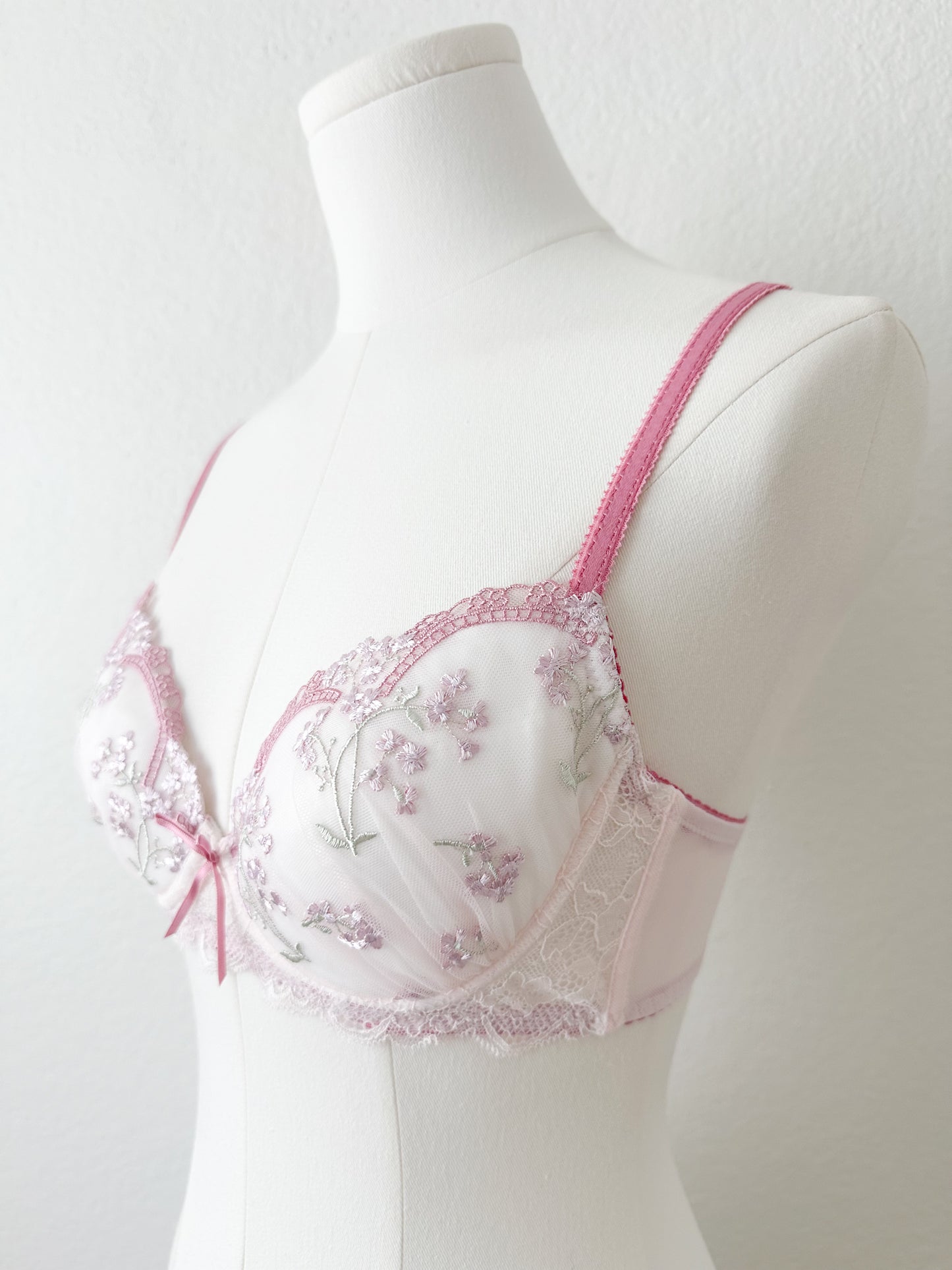 Pink Floral Bra Set