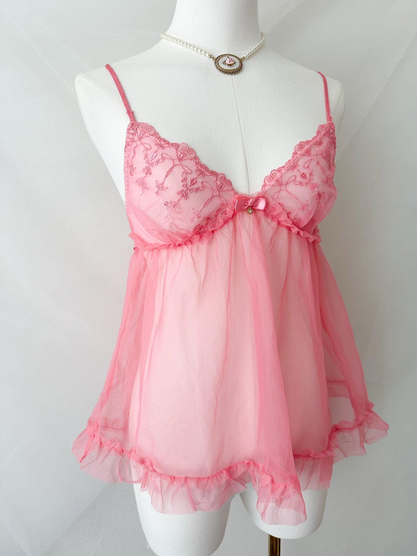 Rosy Tulle Babydoll Camisole