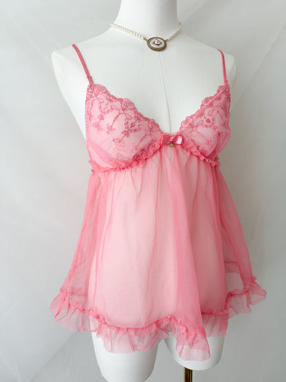 Rosy Tulle Babydoll Camisole