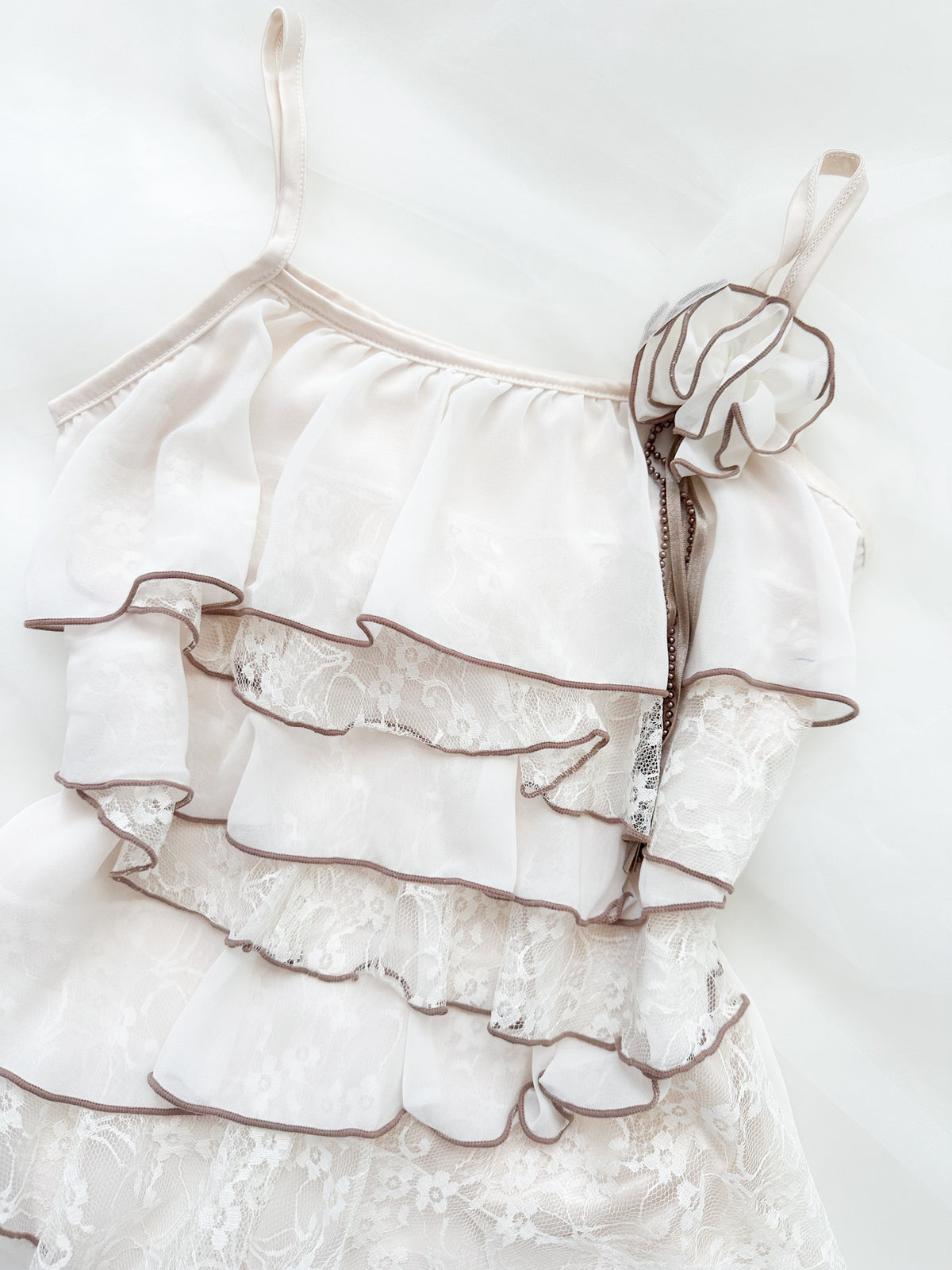 Mocha Cream Ruffle Cami