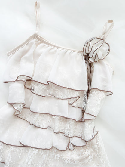Mocha Cream Ruffle Cami