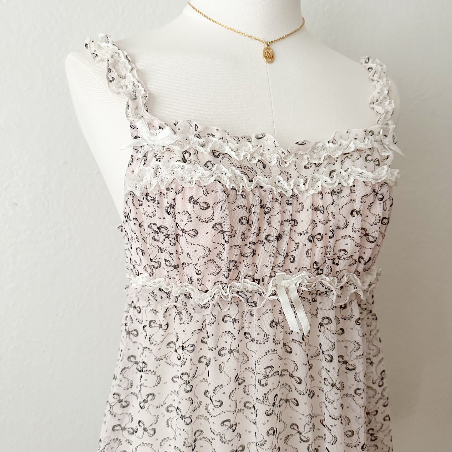 Ribbon mesh Babydoll Cami