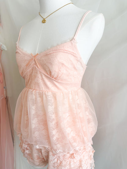 Rosette Ruffle Lace Lounge Set