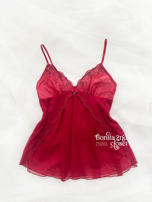 Red Beaded Lace Camisole