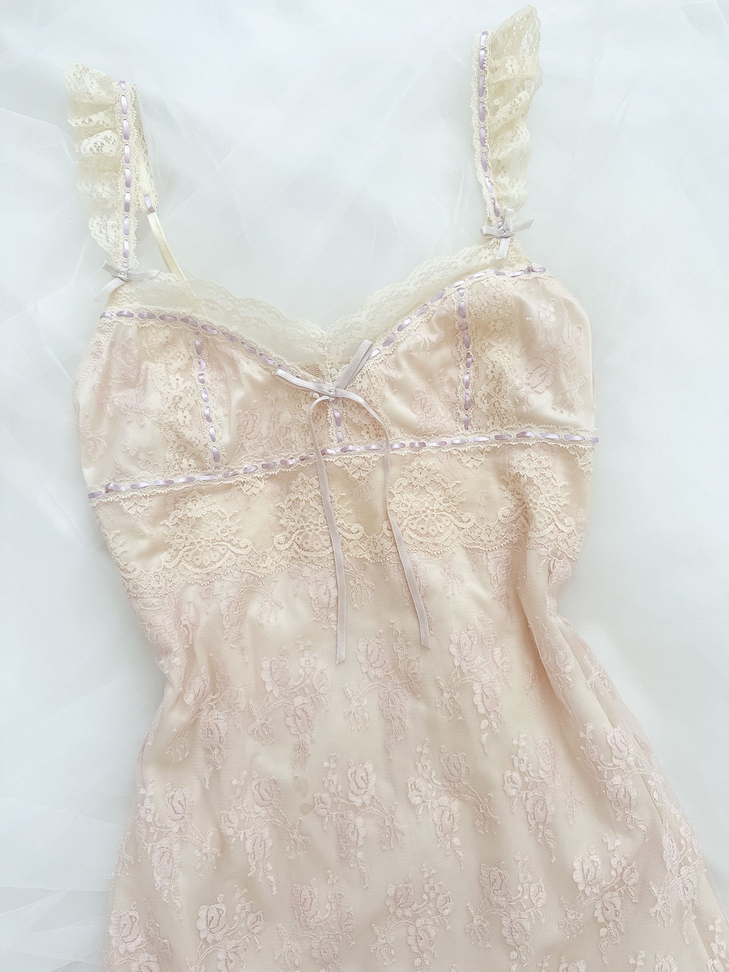 Lilac Floral Cream Lace Slipdress